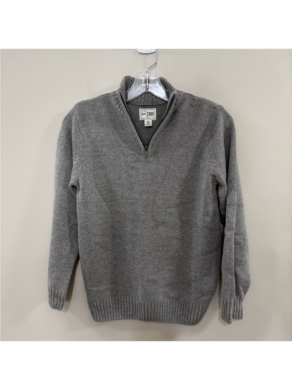 The Children's Place Gray Quarter-Zip Sweater Classic Knit. Size M(7/8)